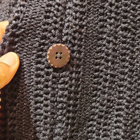Anthropologie Moth Sz Small Open Knit Black Cardigan Asymmetric Hem Open Front - Picture 4 of 8